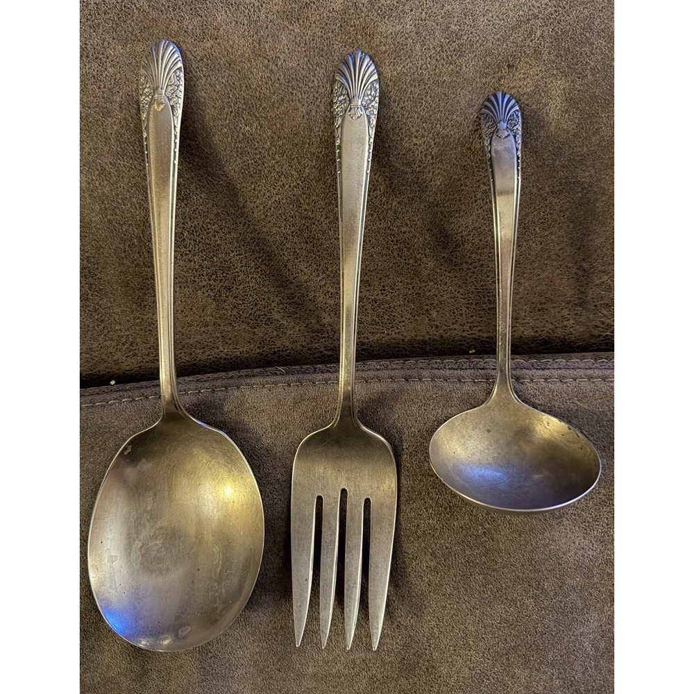 Crown Silverplate 1939 RADIANCE Pattern Gravy Ladle Serving Spoon & Serving Fork